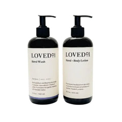 Loved01 Hand Soap and Lotion Set, Oprah's Favorite Things, Cleansing & Moisturizing Bundle (15 Oz Lavender Scented Hand Wash & 15 Oz Unscented Body Lotion)
