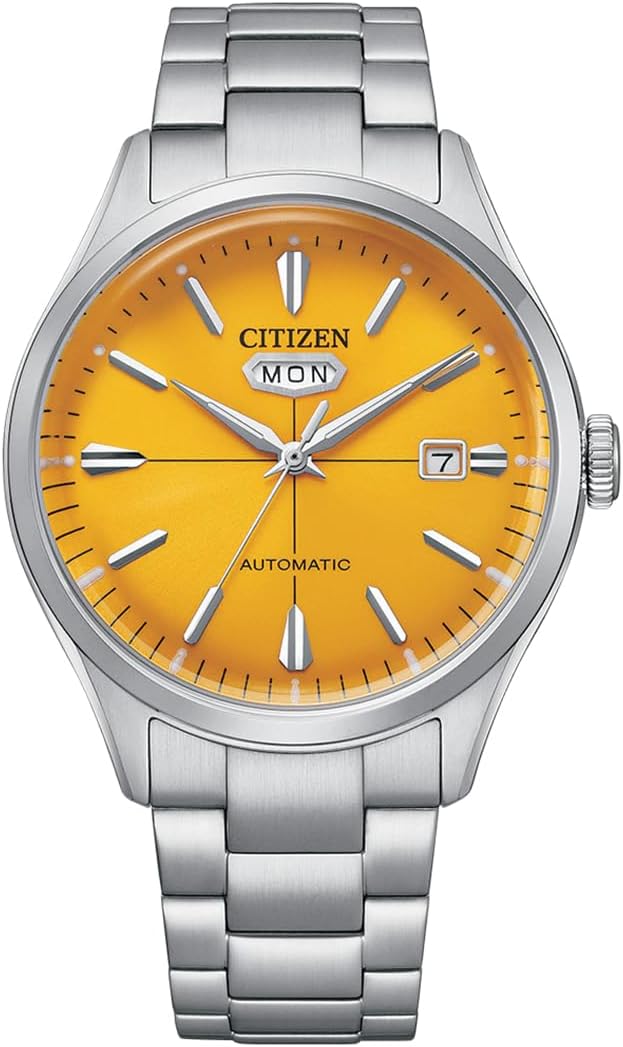 Citizen Men 40.2 mm Automatic Yellow Dial Stainless Steel Analog Watch