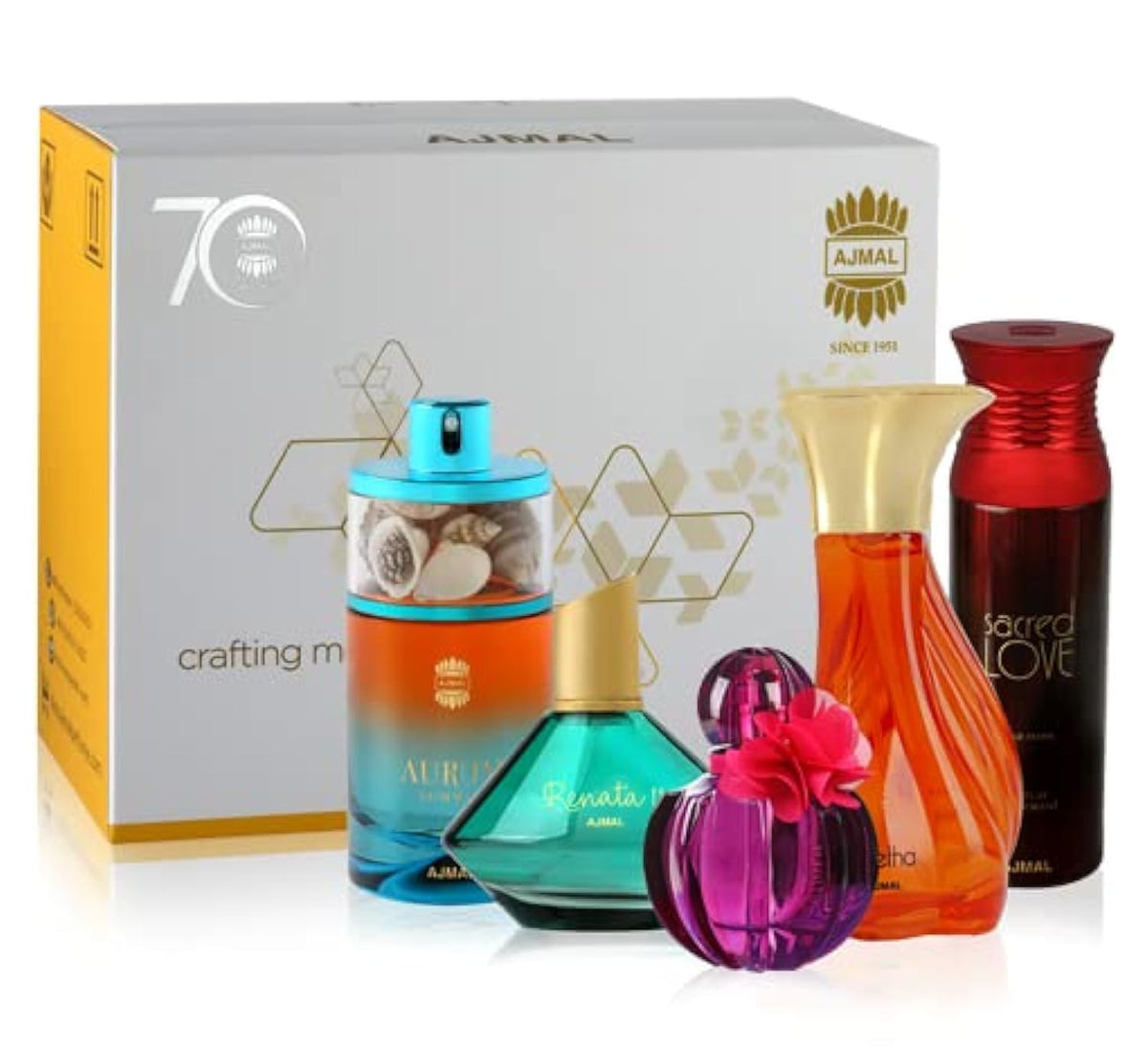 Ajmal Perfumes Gift Set Aurum Summer + Senora + Aretha + Sacred Love + Renata II for Women