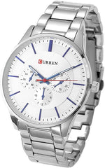CURREN Men Waterproof Watch Casual Analog-Digital Alloy Band Watches - White