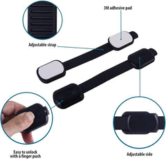 ECVV 6PCS Child Safety Locks Black Baby Safety Latches Adjustable Child Proof Cabinet Latches 3M Adhesives Multi-Purpose Baby Locks for Furniture Door Fridge Oven Toilet