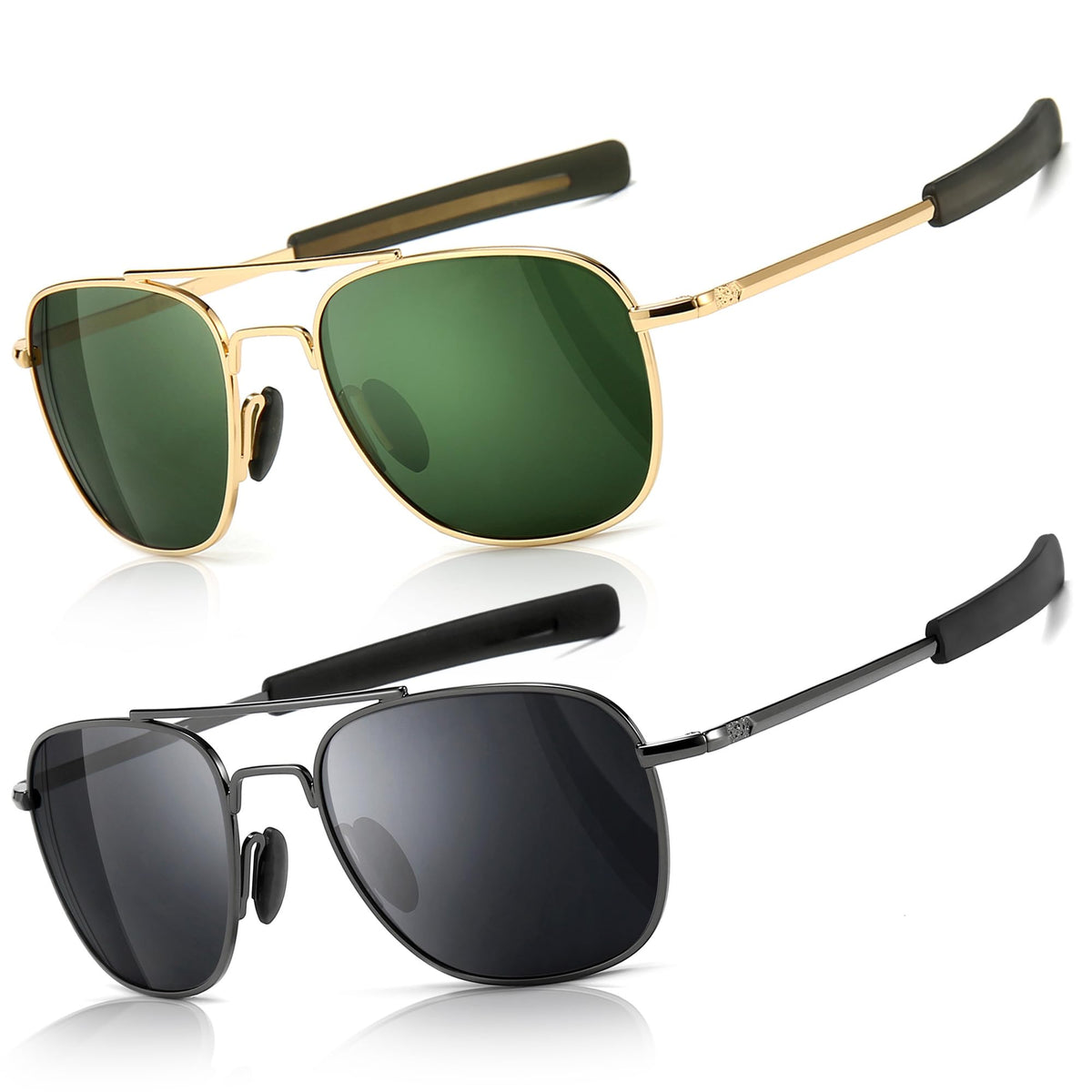 SUNGAIT Men's Military Style Polarized Pilot Aviator Sunglasses Bayonet Temples