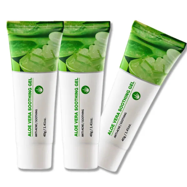 Grospe Triple Pack Aloe Vera Gel - 3x1.4oz Pure Aloe Gel for After Sun Care Relief, Soothing Cooling Gel for Face & Body, Natural Hydrator for Dry & Sensitive Skin