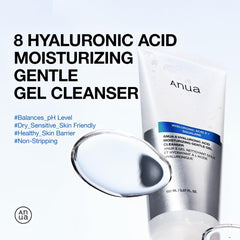 ANUA Moisturizing Gentle Gel Cleanser, for daily hydrating foaming gel face wash, exfoliating with Hyaluronic Acid+Squalane, cleanser for combination skin, Korean Skincare (150ml/5.07fl oz.)