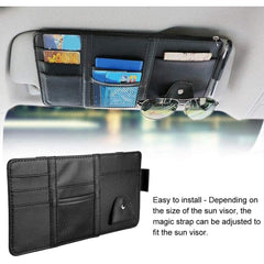 Sulfar Car Sun Visor Organizer,Storage Bag and Glasses Holder with Zipper,PU Auto Interior Accessories Storage Travel Document Holder with Multi-Pocket…