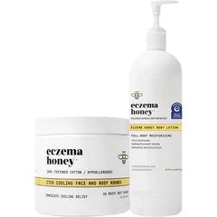 ECZEMA HONEY Itch Cooling Face & Body Rounds & Oatmeal Body Lotion - Bundle for Sensitive & Dry Skin - Cruelty Free