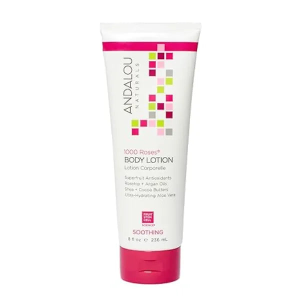 Andalou Naturals 1000 Roses Soothing Body Lotion  Improve Skin Moisture with Shea Butter & Aloe Vera  Hydrating Lotion for Dry or Sensitive Skin 8 fl oz