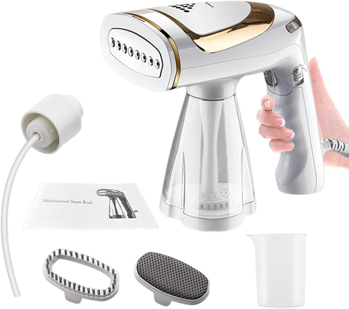 TECHVIDA Portable Garment Steamer, Handheld Folding Clothes Iron,1600 Watts Fabric Steamer,40-Second Fast Heat-up,Auto-Off, Large Detachable Water Tank,with Lint Brush and Steam Nozzle
