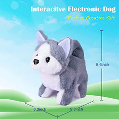 ELECDON Plush Interactive Toy, Electronic Pet, Plush Husky Dog Toy, Interactive Pet Dog, Plush Husky Dog Toy, Can Walking, Barking, Tail Wagging, Stretching, Companion Animal for Kids