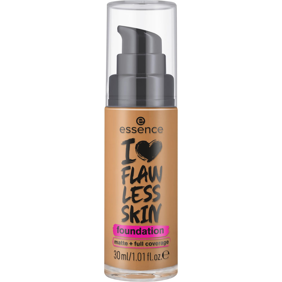 Essence I Love Flawless Skin Foundation, No. 110, Brown, Long-Lasting, Mattifying, Instant Result, Matte, Vegan, Oil-Free, UVA and UVB Filter + SPF 20, No Perfume, Pack of 1 (30 ml)