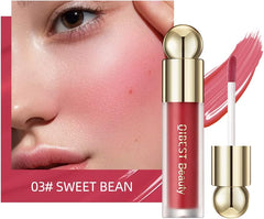 KANZA - Rose Cream Liquid Blush | Natural Matte Finish Looking, Dewy Cheek Tint | Soft Cream Face Blush Stick | Long-Wearing,Perfect Blending Liquid Blush Makeup for Cheeks|3.5g (#03 Sweet Bean)