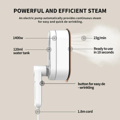 TAHITICA 2-in-1 Handheld Garment Steamer and Iron, 1400W, 8 Steam Modes, 15s Quick Heat, Lightweight, Leakproof, Portable Travel Steamer for Home/Travel, White