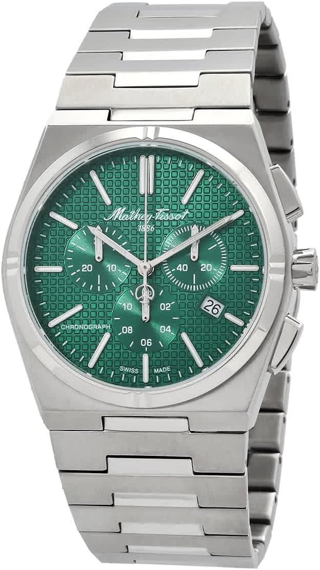 Mathey-Tissot Zoltan Chrono Chronograph Quartz Green Dial Men's Watch H117CHAV - Silver-tone