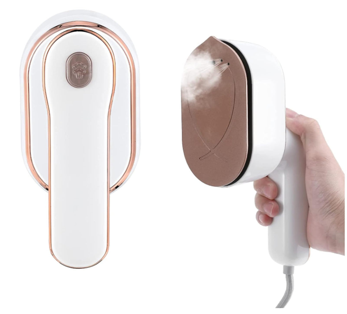 TAME Mini Steam Iron for Clothes, 180° Rotating Handheld Steam Iron, Portable Steamer Travel Iron, Micro Steam Iron Mini Handheld Garment Steamer Support Dry and Wet Ironing for Home Travel (Beige)