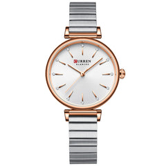 CURREN Women Luxury Rhinestones Dress Stainless Steel Watches Stylish Diamond Studded Japan Quartz Wristwatch for Ladies, ROSE D