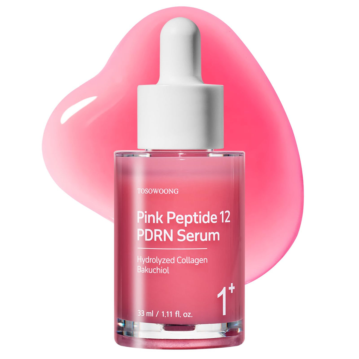 TOSOWOONG Pink Peptide 12 PDRN Serum With Salmon DNA PDRN 10,320ppm, 12 Peptides, Niacinamide, Skin Glow, Hydrating, Moisturizing, Elasticity Support, Even Skin Tone, Korean Skincare, 33ml, 1.11 fl.oz