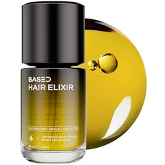 BASED Hair Elixir Weightless Shine Serum with Heat Protection, Controls Frizz & Flyaways, Nourishes with Meadowfoam & Mongongo Oils, Non Toxic Formula for All Hair Types 1 Fl Oz, Pack of 1