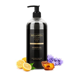 BellaVita Luxury CEO MAN Body Wash Refreshing Shower Gel for Deep Cleansing, Hydrating & Moisturising Skin with Aloe Vera & Charcoal Powder - 500 Ml