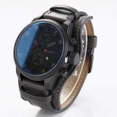 CURREN Leather Analogue - Digital Men's Watch (Grey Dial Grey Colored Strap)
