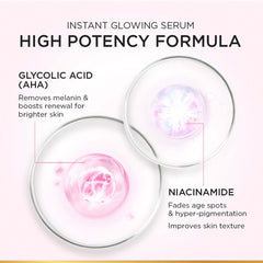 L’Oréal Paris L'Oreal Brightening Serum, 1% Glycolic Acid, 2% Niacinamide Serum, Visibly Minimises Spots, Reveals Even Skin Tone, Glycolic Bright Skin, 15 ml