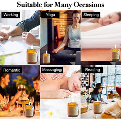 Aromatherapy Candle Set Soy Wax Scented Candles Large Brown Jar Candle 3 Pack Long Burning Time Lasting Fragrance for Home Scented Aromatherapy Festival Gifts Set- Lavender Sandalwood Rose Scents