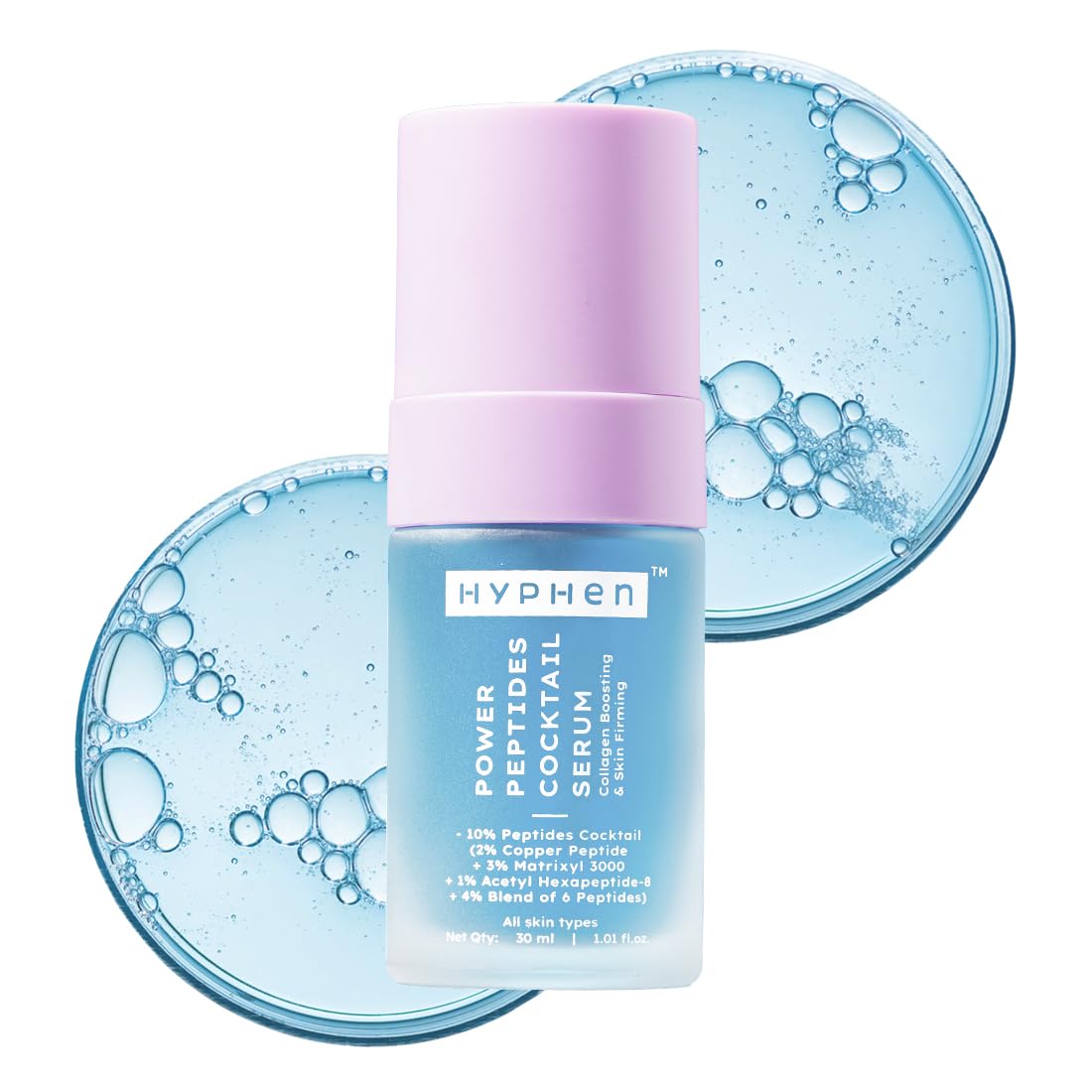 Hyphen 10% Power Peptide & 2% Copper Peptide Serum| Advanced Anti-Aging Formula | Reduces Fine Lines & Wrinkles | Glowing Skin | Face Serum For Men & Women | All Skin Types - 30ml