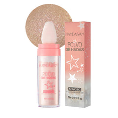 Body Shimmer Powder Polvo De Hadas Fairy Highlighter Glitter Natural Pigment Shiner Stick Loose Oil Glow Body Brighten Dust with Puff Makeup Three-Dimensional Face,Eyeshadow,Eye,Hair,Body,Hair(2)