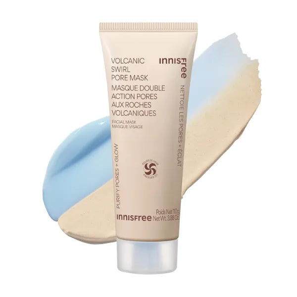 Innisfree Volcanic Swirl Pore Clay Mask, 2-in-1 Korean Skincare for Exfoliating & Hydrating, For Oily & Dry Skin, 3.88 Fl Oz