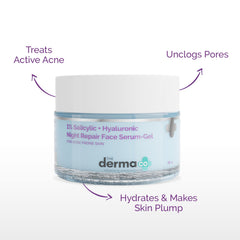 The Derma Co 1% Salicylic + Hyaluronic Night Repair Face Serum-Gel for Acne-Prone Skin - 50g