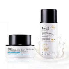 belif Aqua Sun Serum Duo Hydration & SPF Skincare Set Lightweight Gel Cream Moisturizer (25ml) & Milky Niacinamide Sun Serum SPF 40, 12hr Moisture, No White Cast, Korean Skin Care