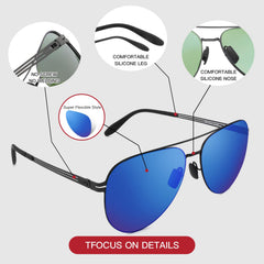PUKCLAR Polarised Men Sunglasses Pilot Sunglasses Lightweight Stainless Steels Frame Retro Sun Glasses with UV400 for Driving, Fishing, Hiking