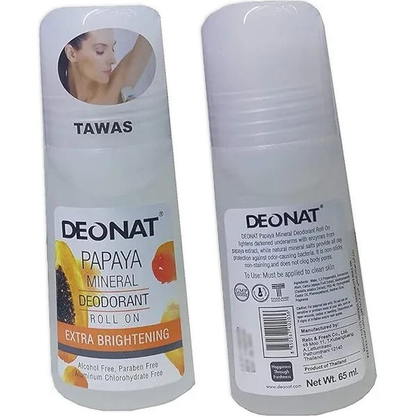 Deonat Papaya Mineral Deodorant Roll on, 65ml