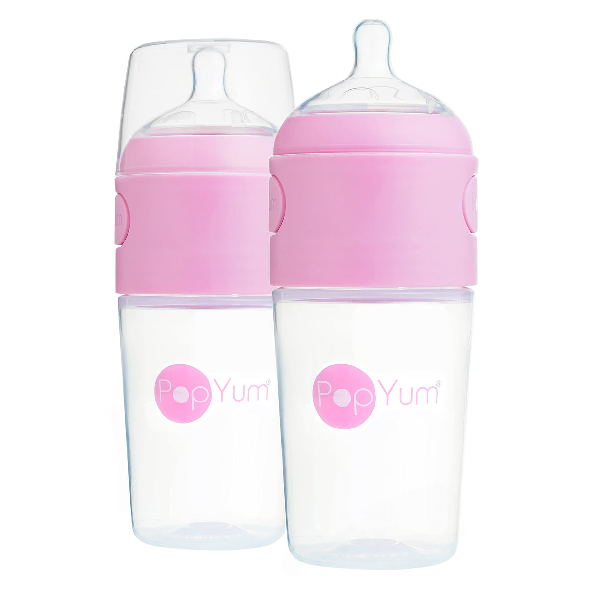 PopYum 9 oz Pink Anti-Colic Formula Making Baby Bottles, 2-Pack