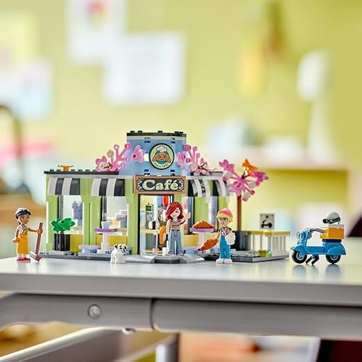 LEGO Friends Heartlake City Café Toy for Kids, Bakery Building Set, Birthday Gift Idea for 6 Plus Year Old Girls and Boys, with 3 Mini-Dolls and a Dog Figure 42618