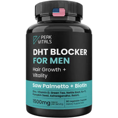 PEAK VITALS DHT Blocker for Men | Ultra Potent Hair Growth Formula | Saw Palmetto, Biotin, Pumpkin Seed, Herbal Extracts | Natural Hair Loss Supplements | Hair Regrowth Vitamins | Made in the USA | 90 Capsules