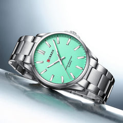CURREN 9090 Watch for Couple Waterproof Men's Watches Fashion Women's Sports Watches Quartz Movement - SILVER sky