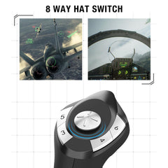 Jectse Flight Simulator Controls, Three Mode Flight Joystick Controls With Vibration Function And Throttle Controls, 8 Way Hat Switch