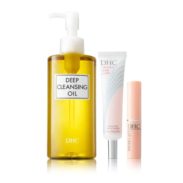 DHC Discovery Set, includes Deep Cleansing Oil 6.7 fl oz, Velvet Skin Coat 0.52 oz Net wt., and Lip Cream 0.05 oz Net wt.