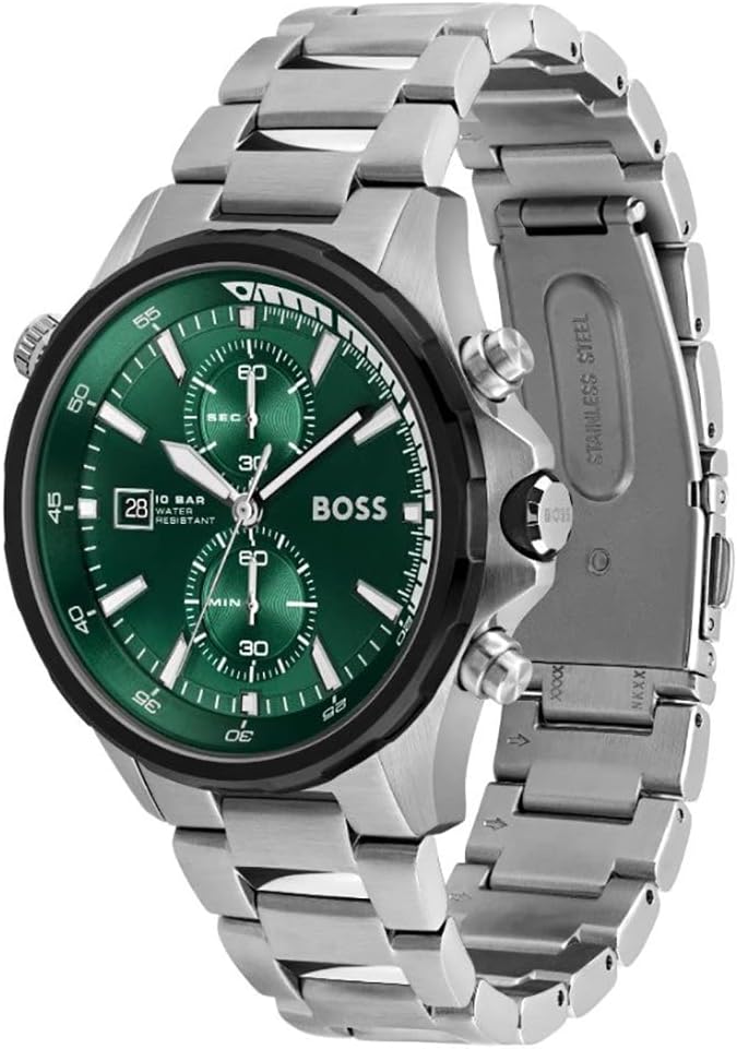 HUGO BOSS GLOBETROTTER Men's Watch, Analog - Silver / Green