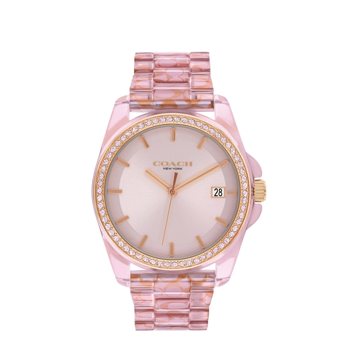 COACH WOMEN'S PINK DIAL PINK TRANSPARENT SIG C ACETATE BRACELET WATCH - 14504272