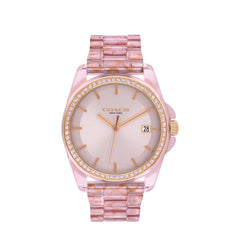 COACH WOMEN'S PINK DIAL PINK TRANSPARENT SIG C ACETATE BRACELET WATCH - 14504272