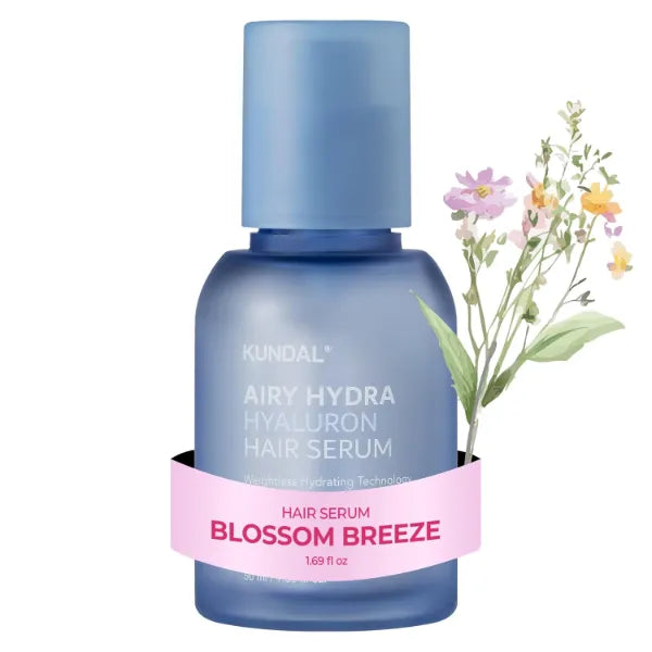 KUNDAL Hyaluronic Acid Lightweight Hair Serum for Thin & Fine, Dry & Damaged Hair Airy Hydra Hyaluron Hair Serum for Frizz Control, Volume & Moisture Boost – Blossom Breeze, 1.69fl oz
