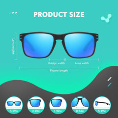 OJIRRU Polarized Sunglasses for Men Women Sports Sun Glasses Classic Rectangular Shades UV400 Protection for Men Women Sports Outdoor Driving Fishing Sunglasses
