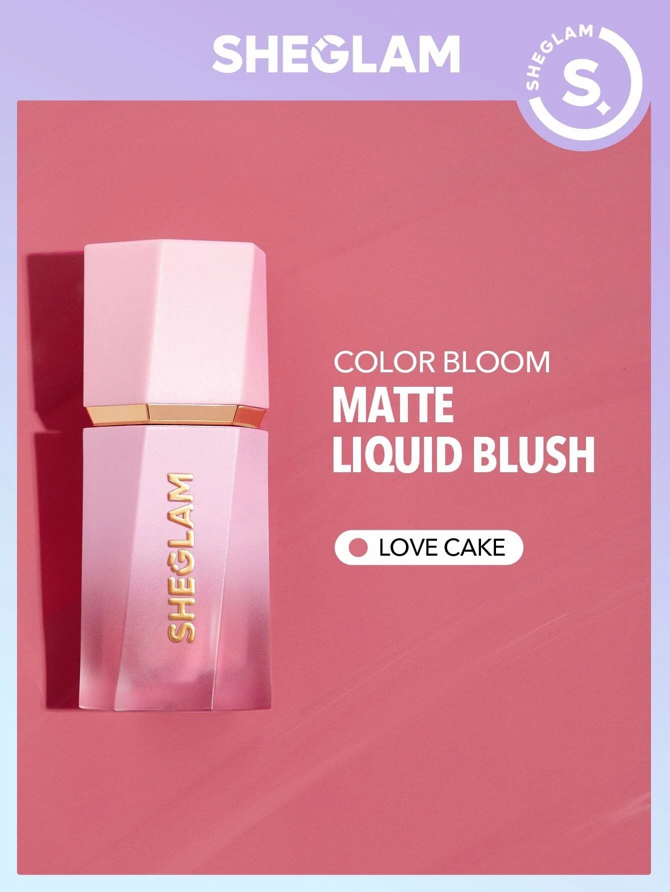 SHEGLAM Makeup - Color Bloom Dayglow Liquid Blush Shimmer Finish - LOVE CAKE | Waterproof | Long-Wearing | Highly Pigmented | Liquid Blush with Sponge Tip Applicator, 20.0 grams