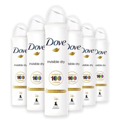 Dove Invisible Dry Compressed Strong Antiperspirant Aerosol Spray, Anti-Sweat Deodorant For Men And Women For A Cool, Fresh And Clean Fragrance 48 Hour Protection, Bulk Pack (6 x 250ml)