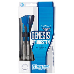 Harrows GENESIS Tungsten Steel Tip Darts Set 21g, 22g, 23g, 24g, 25g & 26g - Includes High Traction Grip, Supergrip Shaft, Marathon Flights & Travel Case