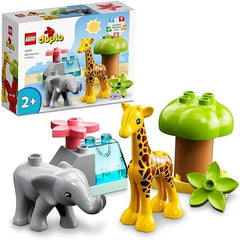 LEGO DUPLO Wild Animals of Africa, Animal Toys for Toddlers, Girls & Boys Aged 2 Plus Years old, Learning Toy with Baby Elephant & Giraffe Figures 10971