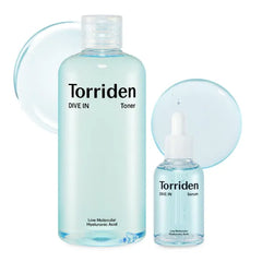 TORRIDEN Dive-in Low-molecular Hyaluronic Acid Serum 1.69 fl oz + Toner 10.14 fl oz | Vegan Clean Cruelty Free Facial Ampoule Moisturizer Astringent