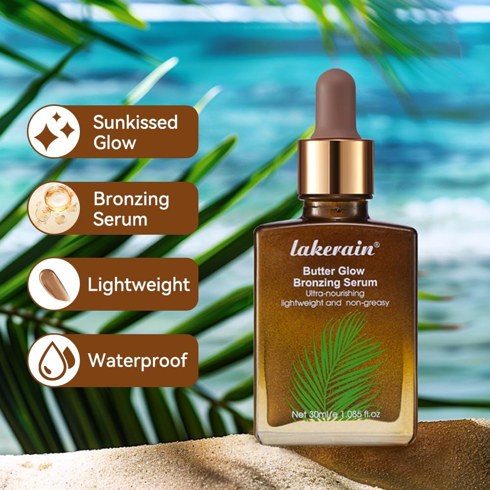 Butter Glow Bronzing Serum (30ml), Hydrating & Nourishing Tinted Serum – Lightweight, Non-Greasy Bronzing Drops for Even Skin Tone, Radiant Sunkissed Complexion – Skincare Makeup Primer & Highlighter