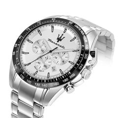 Maserati Traguardo 45 mm Chronograph Men's Watch, Silver, Chronograph